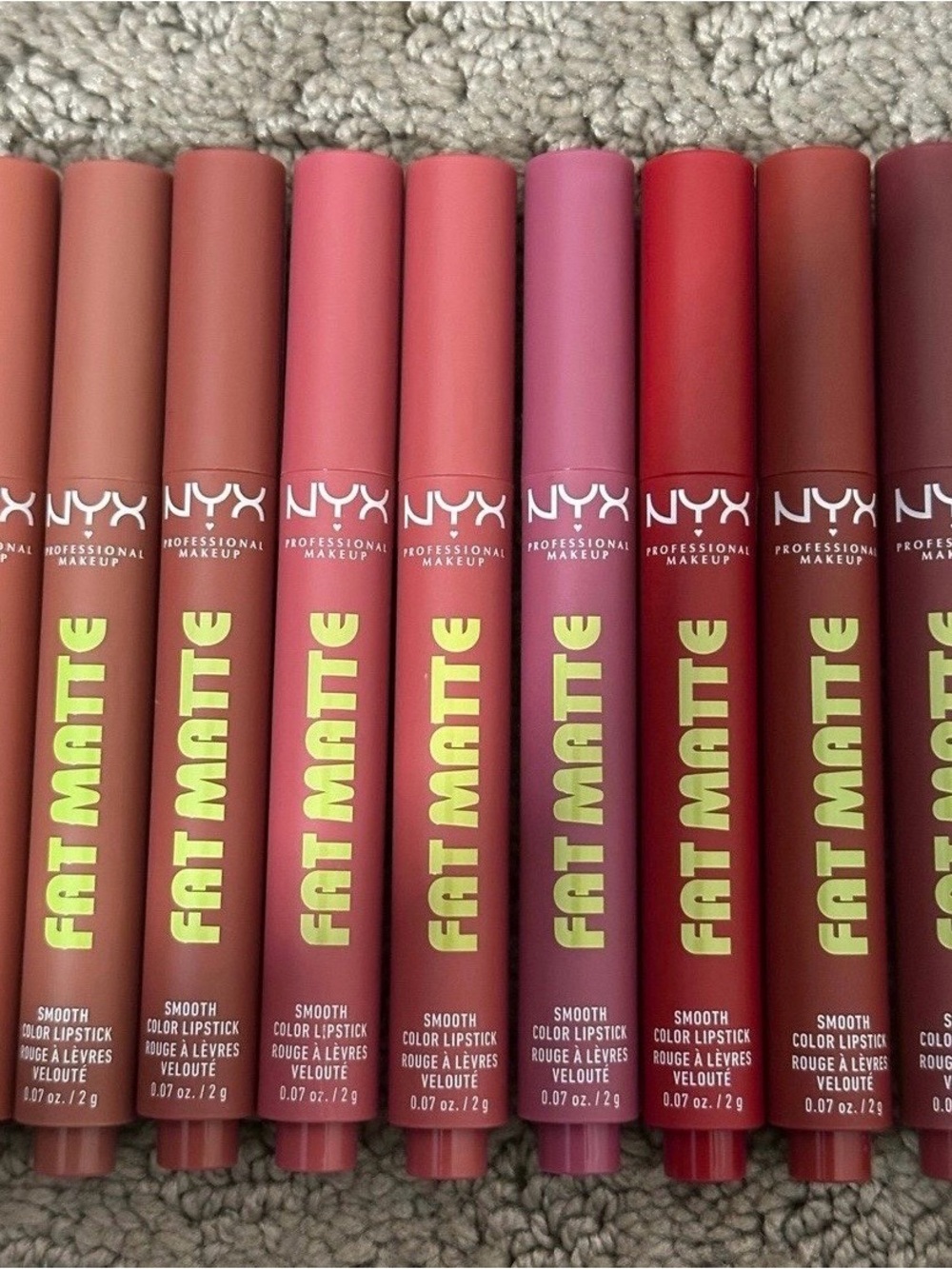 BRAND NEW NYX Fat Matte Lipstick Lot of 12 Full Size Smooth Lipsticks - Picture 4 of 7